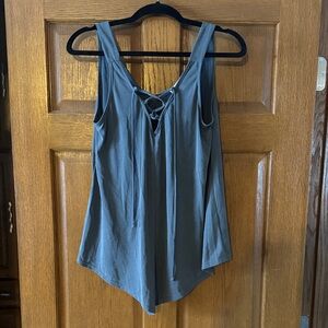 Moa Moa Charcoal Lace-Up Tank Top - SO cute!
